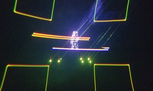 laser image with balancing astronaut