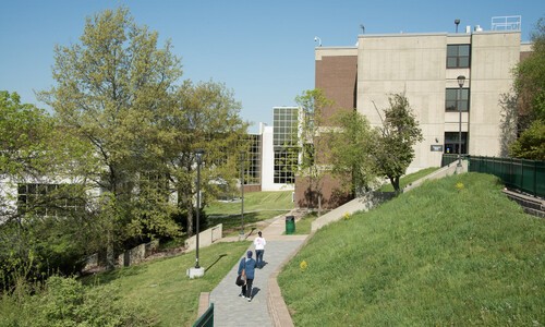 campus photo from back of somerset hall and conference center