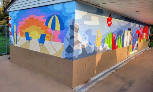 corner of mural on two sides