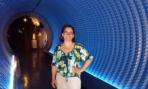 Amie gallagher in planetarium tunnel
