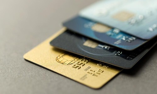 close up view of 4 credit cards