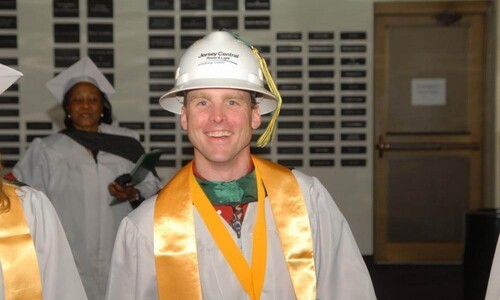 graduate in hard hat