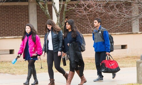 group of students walking outside