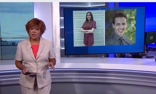 della crews news 12 with images of 2 rvcc students on screen