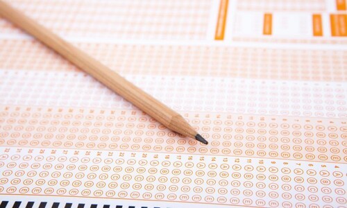 pencil with standardized test sheet
