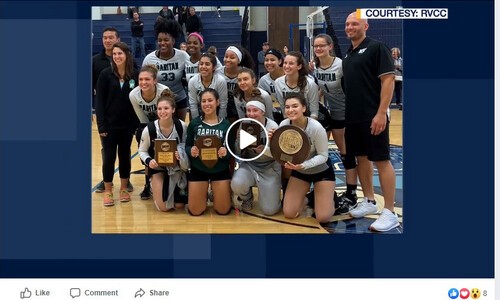 photo of news 12 video with volleyball team