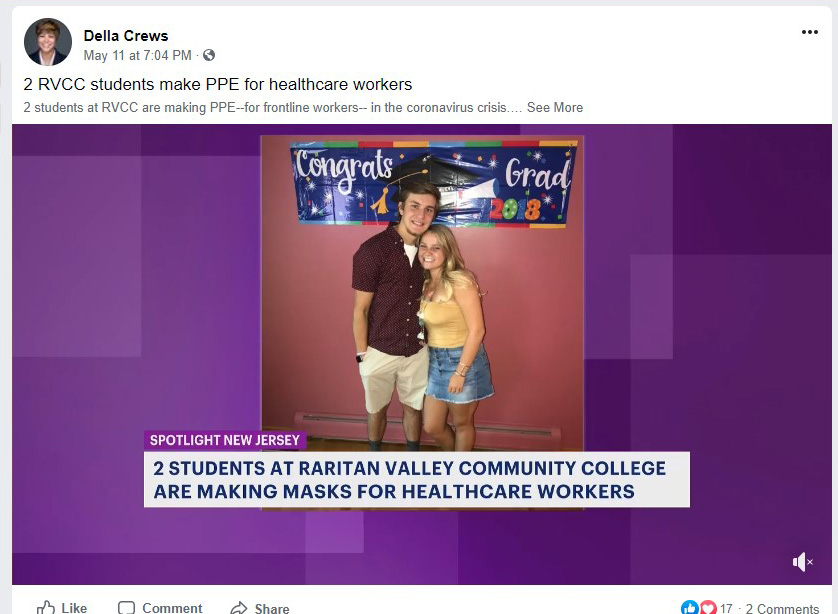 News 12: Spotlight New Jersey - 2 RVCC students make PPE for healthcare workers