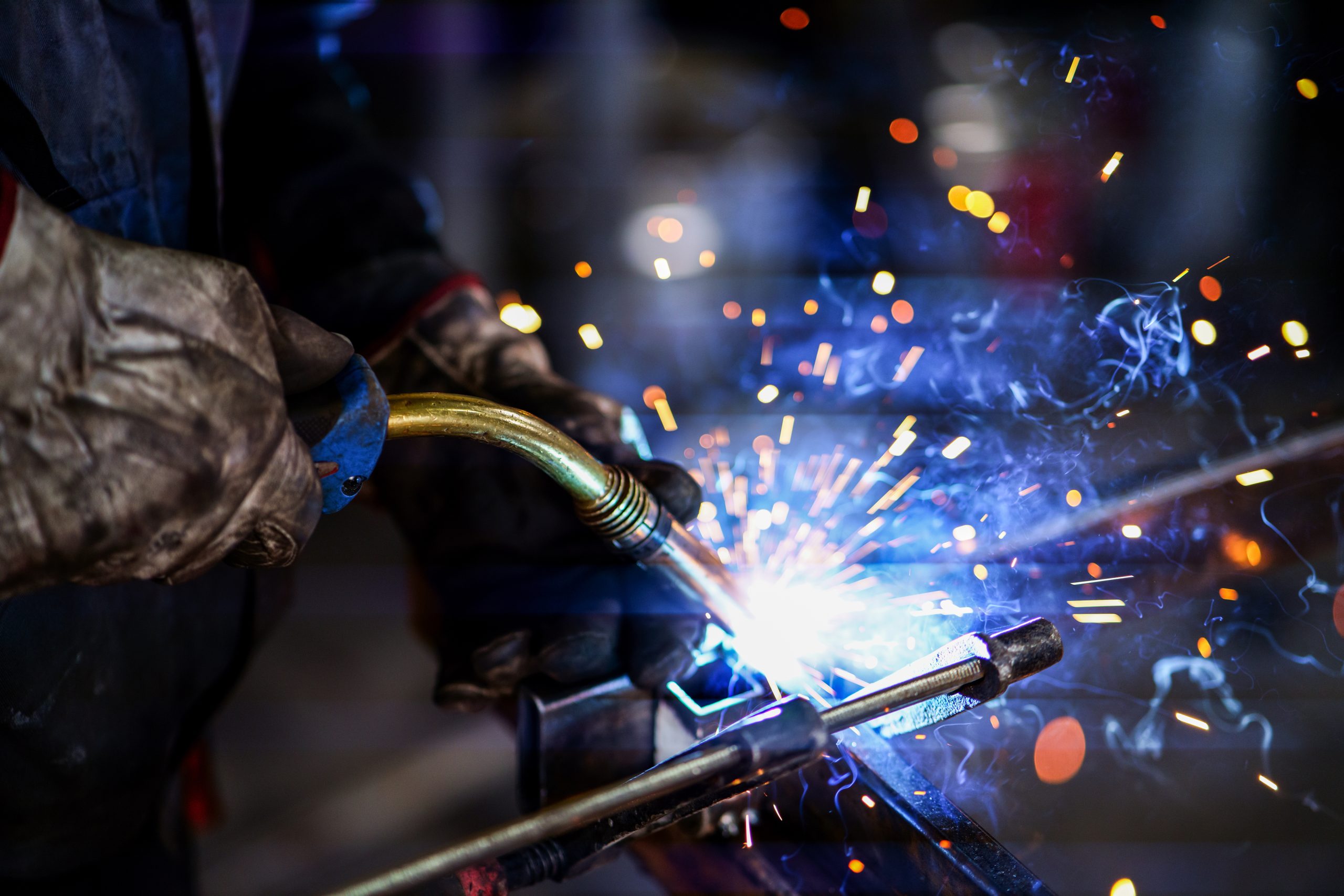 sparks flying as welding is taking place