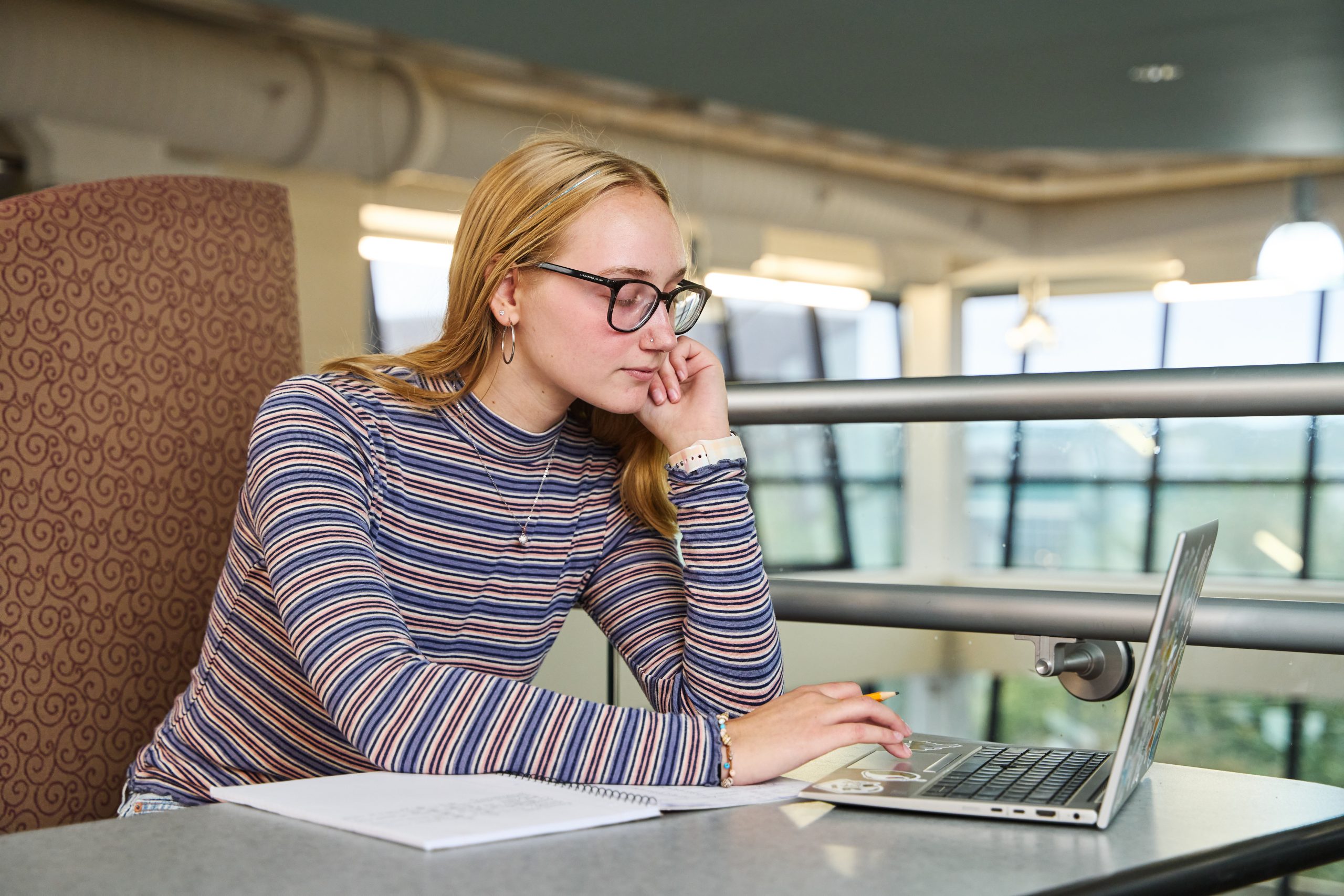 female student studying