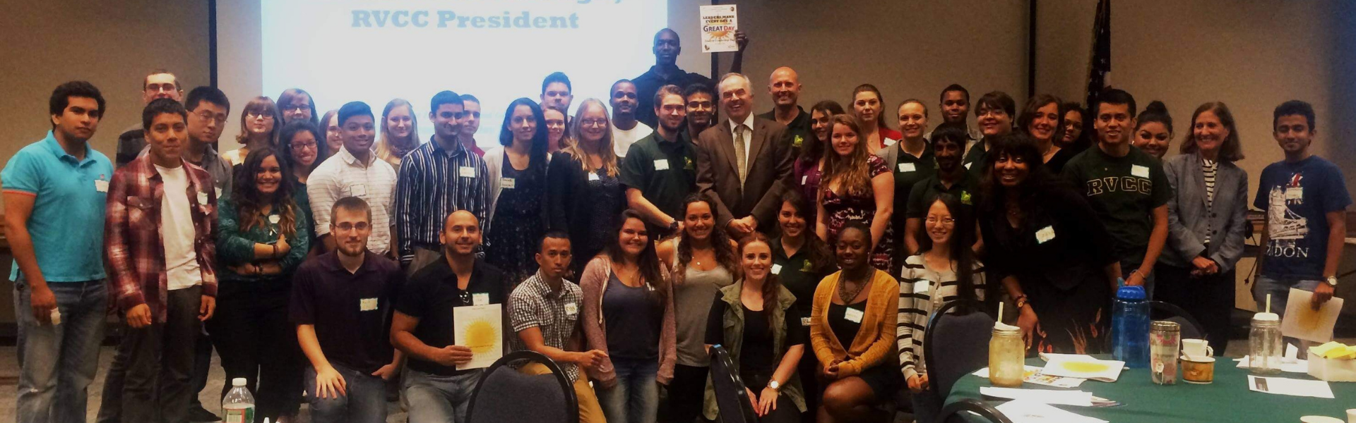 Image of RVCC President Michael J. McDonough, Ph.D., with students and employees.