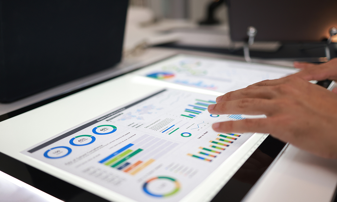 close up on spreadsheet business's data dashboard