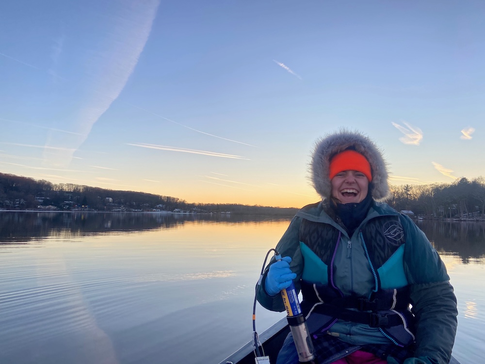 rvcc ces intern on a boat in a lake